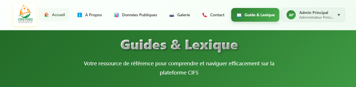 Page Guide & Lexique